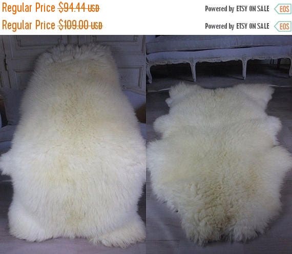 ON SALE WOW! Genuine Natural rare Sheepskin Rug, Pelt, soft long fur Xxxxl Giant - creamy white