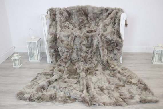 Luxurious Toscana Sheepskin Real Fur Throw | Real Fur Blanket | Sheepskin throw | Throw | Fu207
