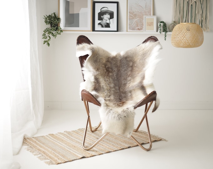 Reindeer Hide | Reindeer Rug | Reindeer Skin | Throw XXL EXTRA LARGE - Scandinavian Style Christmas Decor Brown White Hide #Re325