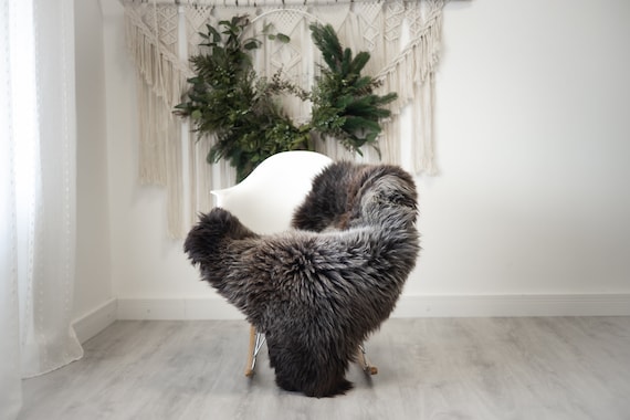 Real Sheepskin Rug Shaggy Rug Chair Cover Scandinavian Home Sheepskin Throw Sheep Skin Brown Gray Sheepskin Home Decor Rugs #herdwik370