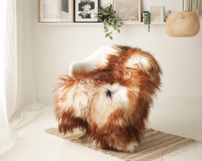 Real Icelandic Sheepskin Rug Scandinavian Decor Sofa Sheepskin throw Chair Cover Natural Sheep Skin Rugs Ivory Brown #IS271