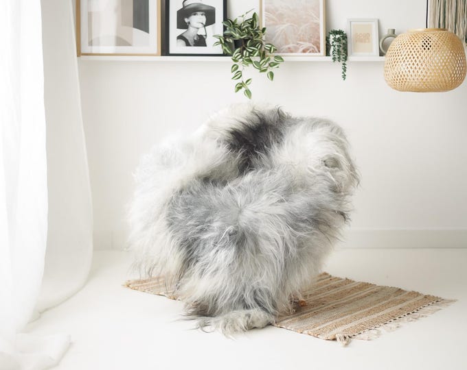 Real Icelandic Sheepskin Rug Scandinavian Home Decor Sofa Sheepskin throw Chair Cover Natural Sheep Skin Rugs Gray Black #IS180