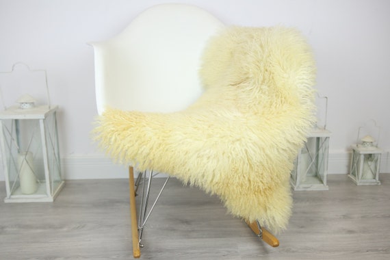 Genuine Rare Tuscan Lamb Sheepskin Rug - Curly Fur Rug - Natural Sheepskin - Ivory Sheepskin | Small Sheepskin #3MARGOT7