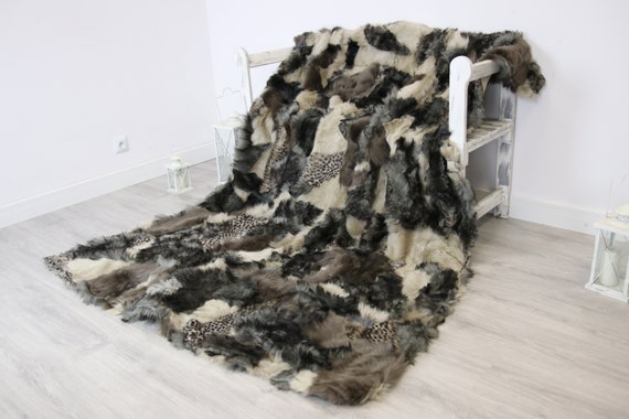 Luxurious Toscana Sheepskin Real Fur Throw | Real Fur Blanket | Sheepskin throw | Throw | Fu206