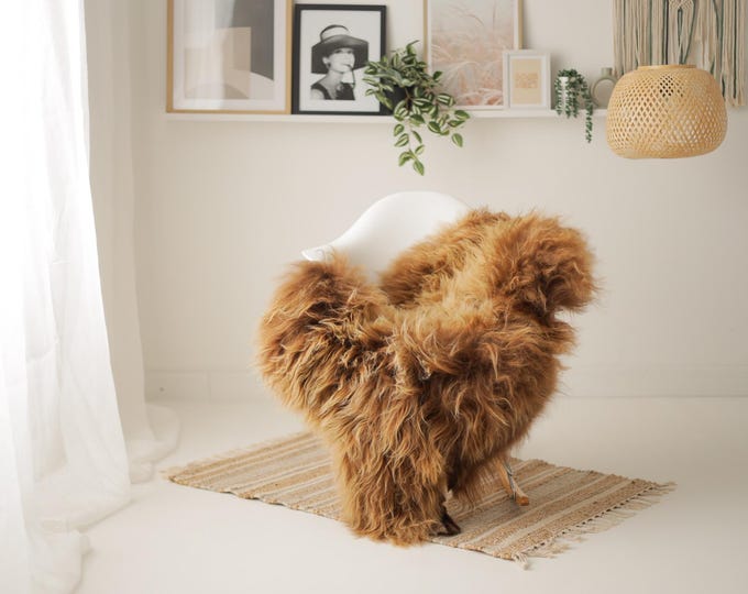 Real Icelandic Sheepskin Rug Scandinavian Decor Sofa Sheepskin throw Chair Cover Natural Sheep Skin Rugs Brown #Iceland1611