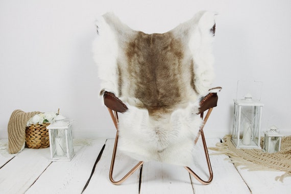 Reindeer Hide | Reindeer Rug | Reindeer Skin | Throw XXL EXTRA LARGE - Scandinavian Style Christmas Decor Brown White Hide #Kre12