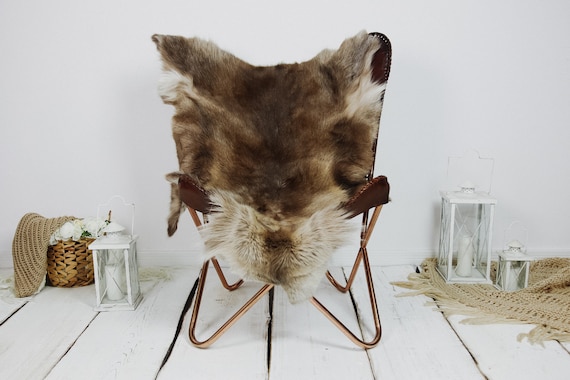 Reindeer Hide | Reindeer Rug | Reindeer Skin | Throw XXL EXTRA LARGE - Scandinavian Style Christmas Decor Brown White Hide #Kre5