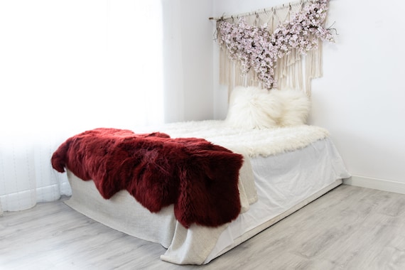 Double Vine Merino Sheepskin Rug | Long rug | Shaggy Rug | Chair Cover | Area Rug | Vine Rug | Carpet | Red Sheep skin Merino Vine Throw