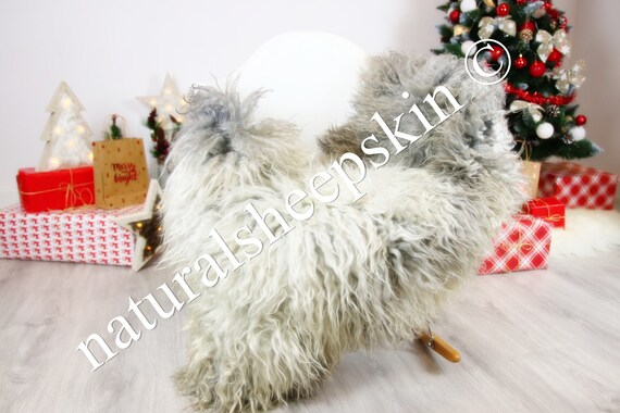 Genuine Rare Gotland Sheepskin Rug - Curly Fur Rug - Natural Sheepskin - Gray Sheepskin #CHRISTGOT7