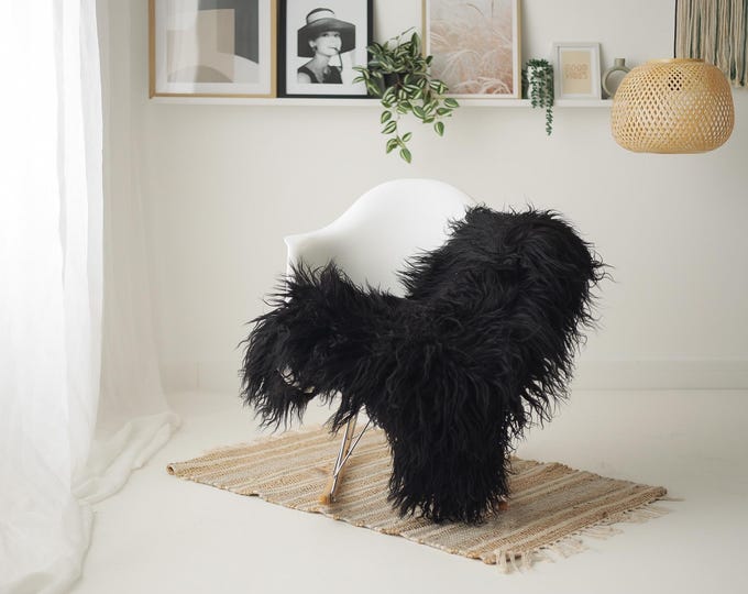 Real Icelandic Sheepskin Rug Scandinavian Home Decor Sofa Sheepskin throw Chair Cover Natural Sheep Skin Rugs Black #IS232