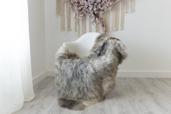Real Sheepskin Rug Shaggy Rug Chair Cover Scandinavian Home Sheepskin Throw Sheep Skin Gray Brown Sheepskin Home Decor Rugs #herdwik207