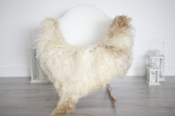Genuine Rare Tuscan Lamb Sheepskin Rug - Curly Fur Rug - Natural Sheepskin - Beige Brown Sheepskin | Small Sheepskin #5margot2