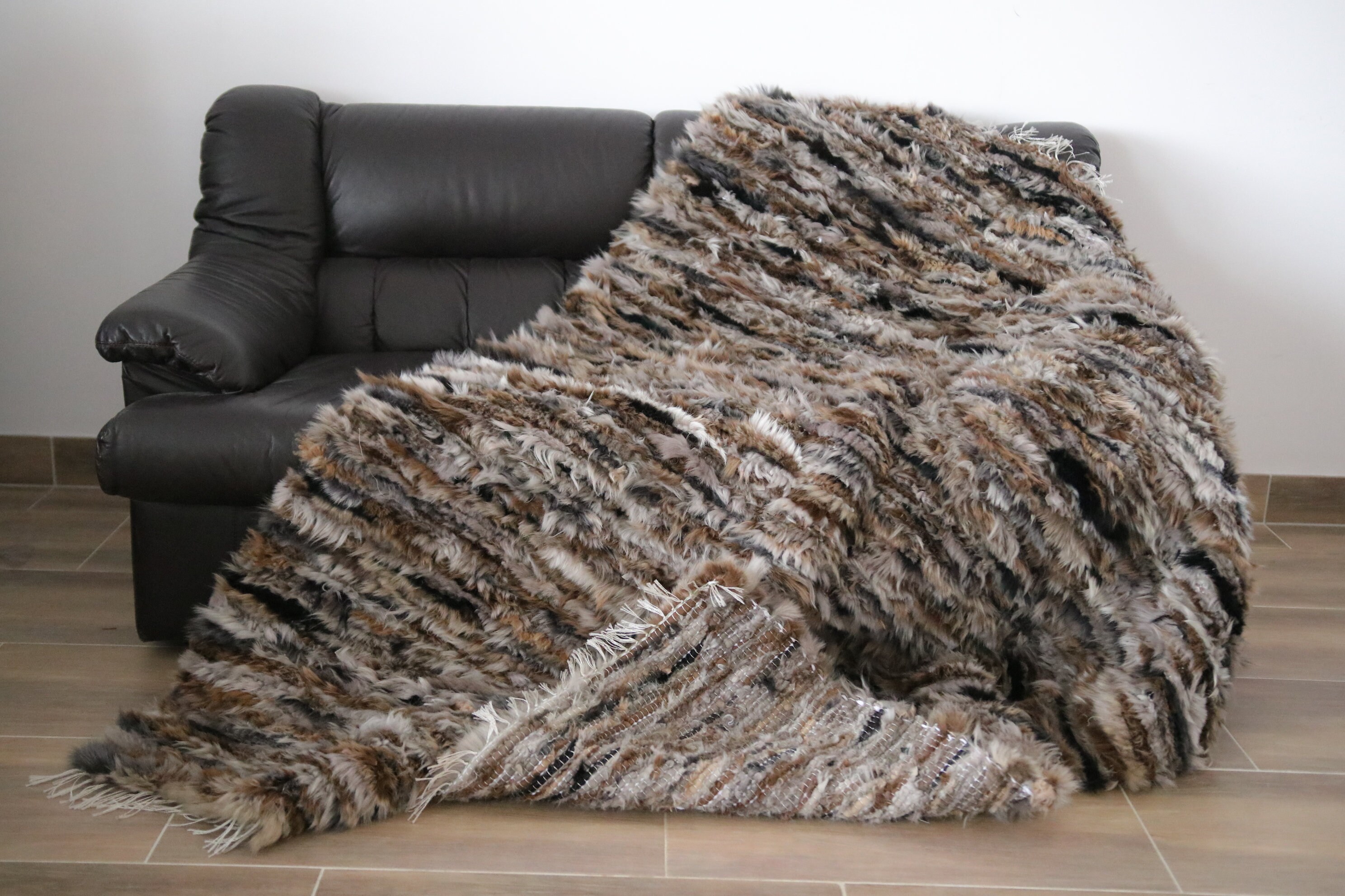 Exclusive Genuine Unique WOVEN Lamb Sheepskin, Lambskin Rug, Pelt