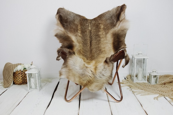 Reindeer Hide | Reindeer Rug | Reindeer Skin | Throw XXL EXTRA LARGE - Scandinavian Style Christmas Decor Brown White Hide #Kre16