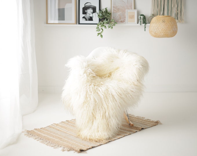 Real Icelandic Sheepskin Rug Scandinavian Decor Sofa Sheepskin throw Chair Cover Natural Sheep Skin Rugs Curly Ivory #Iceland1502