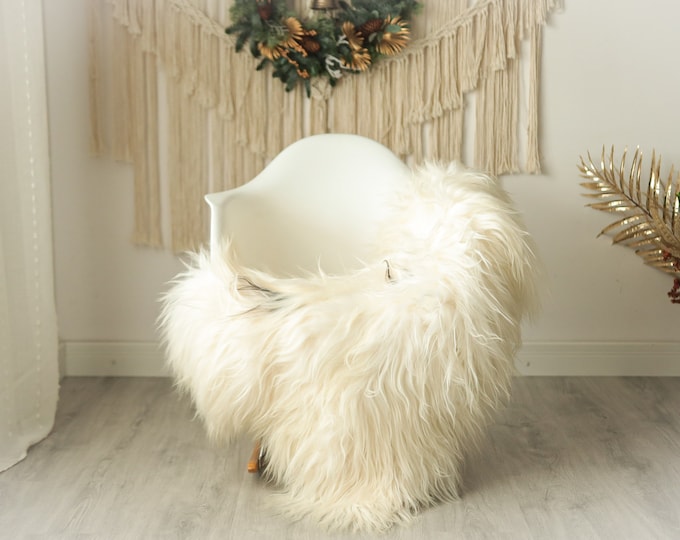 Real Icelandic Sheepskin Rug Scandinavian Decor Sofa Sheepskin throw Chair Cover Natural Sheep Skin Rugs Ivory Brown #Iceland58