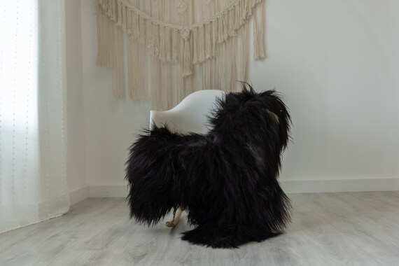 Real Icelandic Sheepskin Rug Scandinavian Decor Sofa Sheepskin throw Chair Cover Natural Sheep Skin Rugs Gray Black #Iceland388