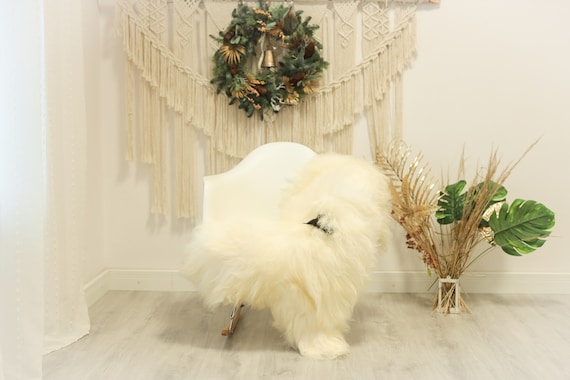 Real Icelandic Sheepskin Rug Scandinavian Decor Sofa Sheepskin throw Chair Cover Natural Sheep Skin Rugs Ivory Black #Iceland79