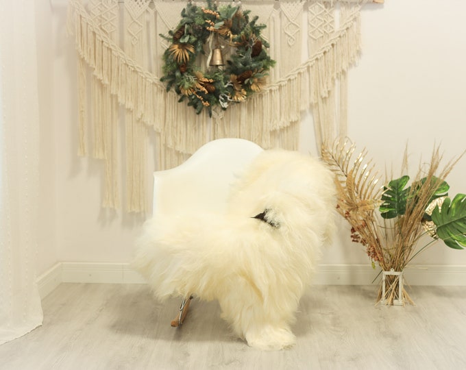 Real Icelandic Sheepskin Rug Scandinavian Decor Sofa Sheepskin throw Chair Cover Natural Sheep Skin Rugs Ivory Black #Iceland79