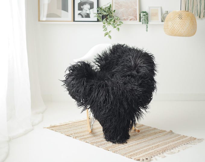 Real Icelandic Sheepskin Rug Scandinavian Decor Sofa Sheepskin throw Chair Cover Natural Sheep Skin Rugs Curly Black #IS95