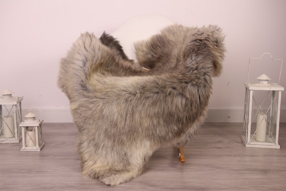 Real Sheepskin Rug Shaggy Rug Chair Cover Sheepskin Throw Sheep Skin Gray Brown Sheepskin Home Decor Rugs #8her36
