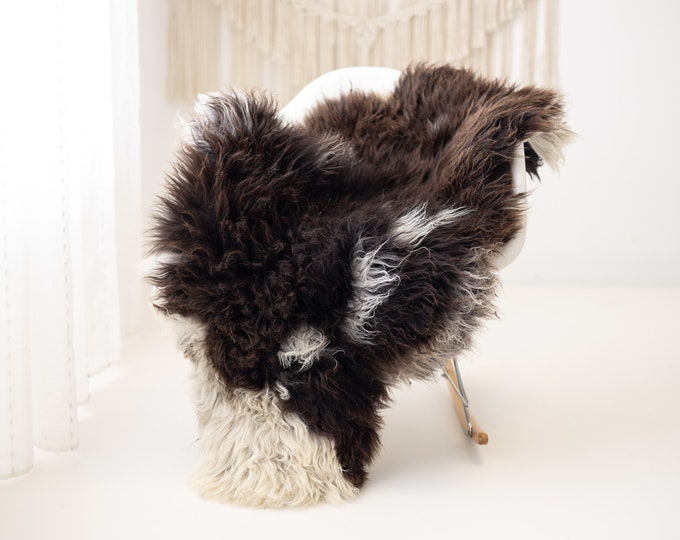 Real Sheepskin Rug Shaggy Rug Chair Cover Scandinavian Home Sheepskin Throw Sheep Skin Sheepskin Brown White Rug #herdwik823