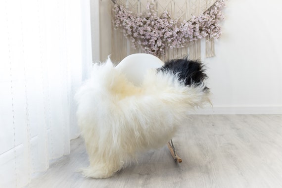Real Icelandic Sheepskin Rug Scandinavian Home Decor Sofa Sheepskin throw Chair Cover Natural Sheep Skin Rugs Ivory Black #Iceland313