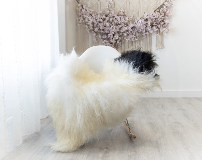 Real Icelandic Sheepskin Rug Scandinavian Home Decor Sofa Sheepskin throw Chair Cover Natural Sheep Skin Rugs Ivory Black #Iceland313