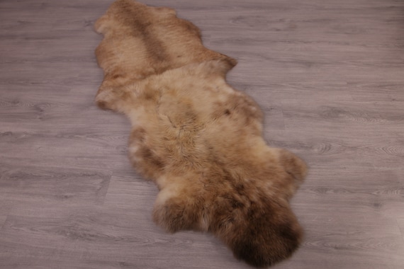 Double Sheepskin Rug Long rug Sheepskin Throw Chair Cover Runner Rug Carpet Brown White Sheepskin Sheep Skin Rug | ŚRSZ2