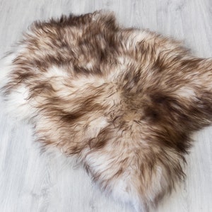 Real Icelandic Sheepskin Rug Dyed Red Brown Tips