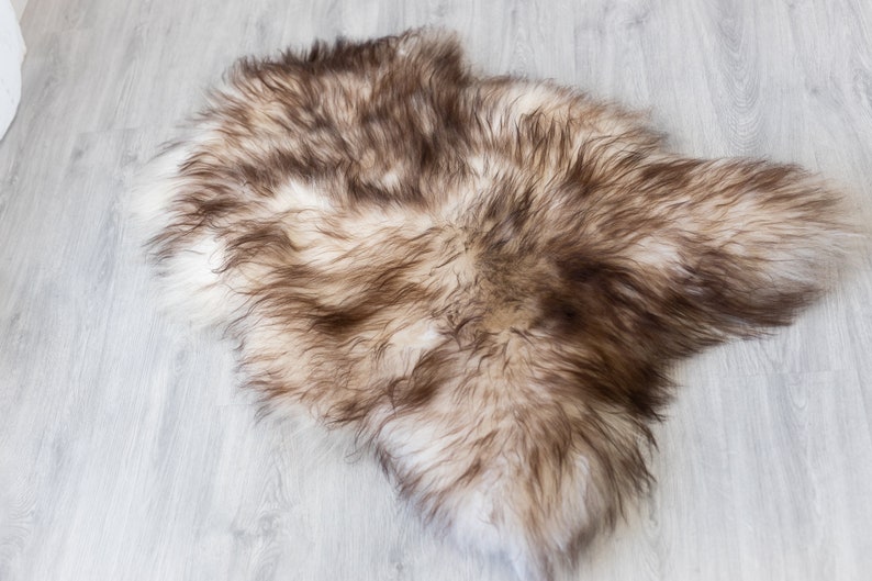 Real Icelandic Sheepskin Rug Dyed Red Brown Tips