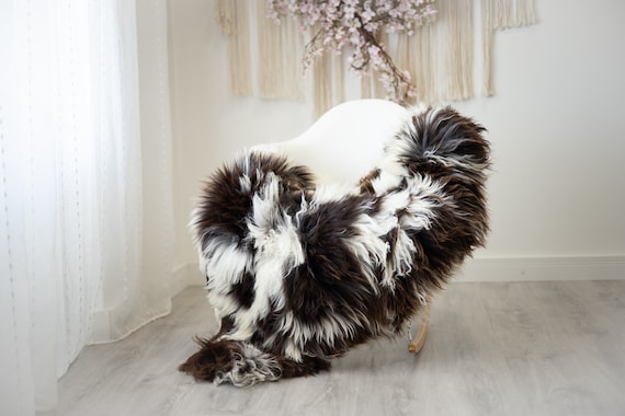 Real Sheepskin Rug Shaggy Rug Chair Cover Scandinavian Home Sheepskin Throw Sheep Skin Ivory Brown Sheepskin Home Decor Rugs #herdwik279