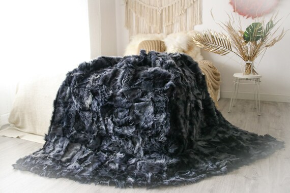 Luxurious Patchwork Toscana Sheepskin Real Fur Throw | Real Fur Blanket | Sheepskin throw | Boho Throw |2FU3