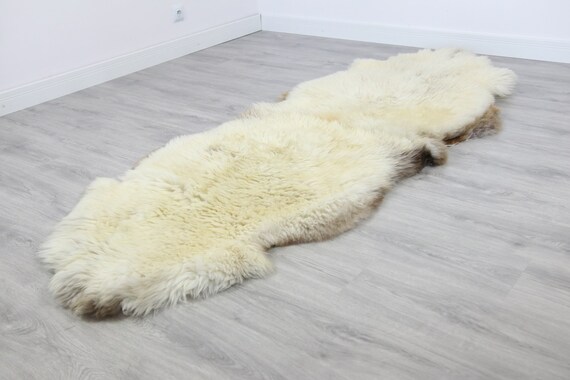Double XXL Sheepskin Rug | Long rug | Shaggy Rug | Chair Cover | Runner Rug | Carpet | Beige Brown Sheepskin | Sheepskin Rug | 2DD3