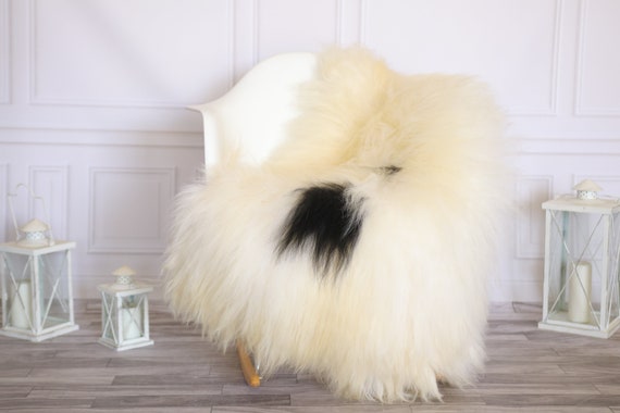 Icelandic Sheepskin | Real Sheepskin Rug | Super Large Sheepskin Rug Beige Black | Fur Rug | Homedecor #KOWISL5