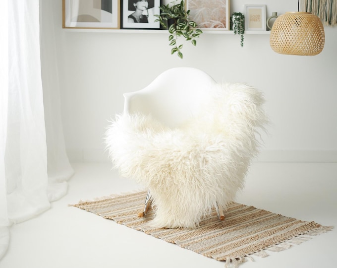 Real Icelandic Sheepskin Rug Scandinavian Decor Sofa Sheepskin throw Chair Cover Natural Sheep Skin Rugs Curly Ivory #IS89