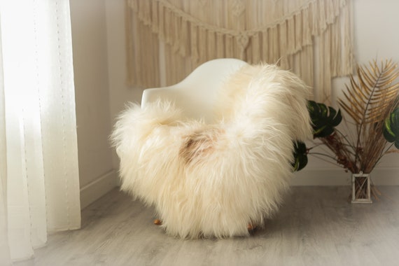 Real Icelandic Sheepskin Rug Scandinavian Decor Sofa Sheepskin throw Chair Cover Natural Sheep Skin Rugs Ivory #Iceland16