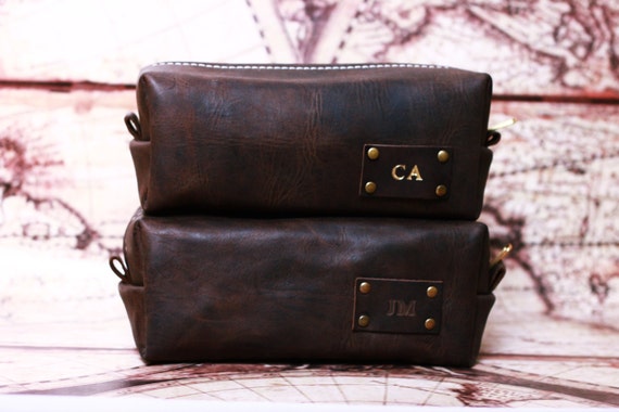 HANDMADE Men's Leather Toiletry Case Dopp Kit Shaving Bag OOAK Groomsmen Present Groomsman Gift Wedding Groom FREE Shipping worldwide