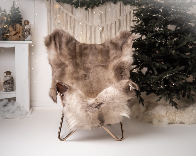 Reindeer Hide | Reindeer Rug | Reindeer Skin | Throw XXL EXTRA LARGE - Scandinavian Style Christmas Decor Brown White Hide #Reeinder149