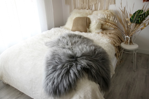 Real Icelandic Sheepskin Rug Scandinavian Decor Sofa Sheepskin throw Chair Cover Natural Sheep Skin Rugs Gray Fur Rug #Dziatisl7