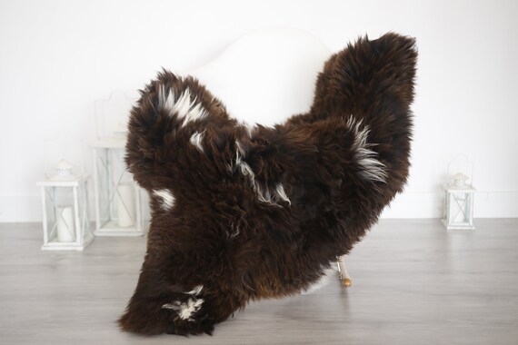Real Sheepskin Rug Shaggy Rug Chair Cover Sheepskin Throw Sheep Skin Brown White Sheepskin Home Decor Rugs #6her59