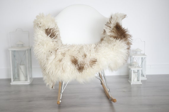 Genuine Rare Tuscan Lamb Sheepskin Rug - Curly Fur Rug - Natural Sheepskin - White Brown Sheepskin | Small Sheepskin #5margot15