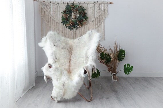 Reindeer Hide | Reindeer Rug | Reindeer Skin | Throw XXL EXTRA LARGE - Scandinavian Style Christmas Decor Brown White Hide #Pre4