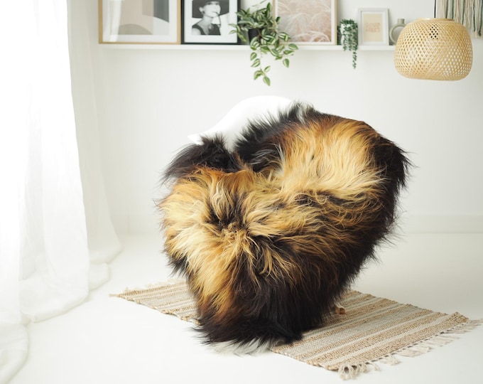 Real Icelandic Sheepskin Rug Scandinavian Decor Sofa Sheepskin throw Chair Cover Natural Sheep Skin Rugs Brown Black #IS68