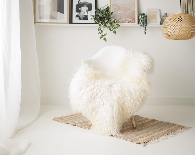 Real Icelandic Sheepskin Rug Scandinavian Home Decor Sofa Sheepskin throw Chair Cover Natural Sheep Skin Rugs Beige Ivory #IS189