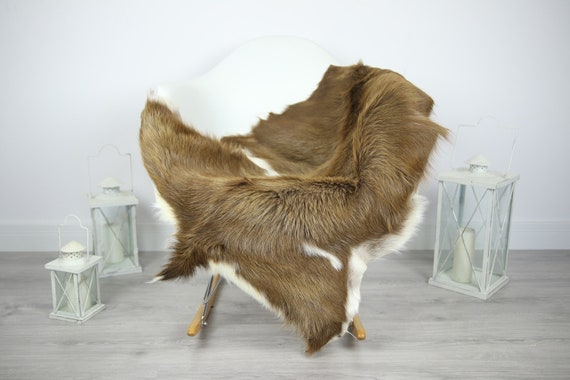 Natural Real Goatskin Rug, Goat Hide Goat Rug Brown #Goat11