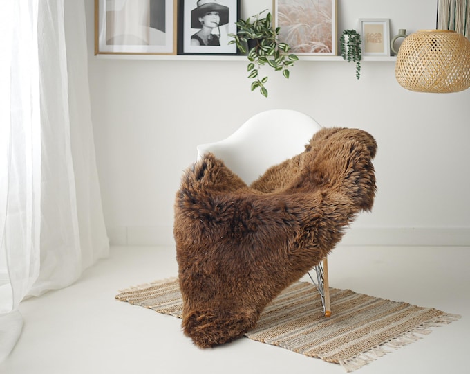 Real Sheepskin Rug Shaggy Rug Chair Cover Scandinavian Home Sheepskin Throw Sheep Skin Brown Sheepskin Home Decor Rugs #Mher166