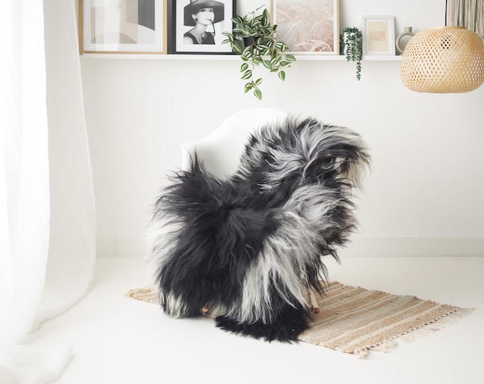 Real Icelandic Sheepskin Rug Scandinavian Home Decor Sofa Sheepskin throw Chair Cover Natural Sheep Skin Rugs Black White #IS158