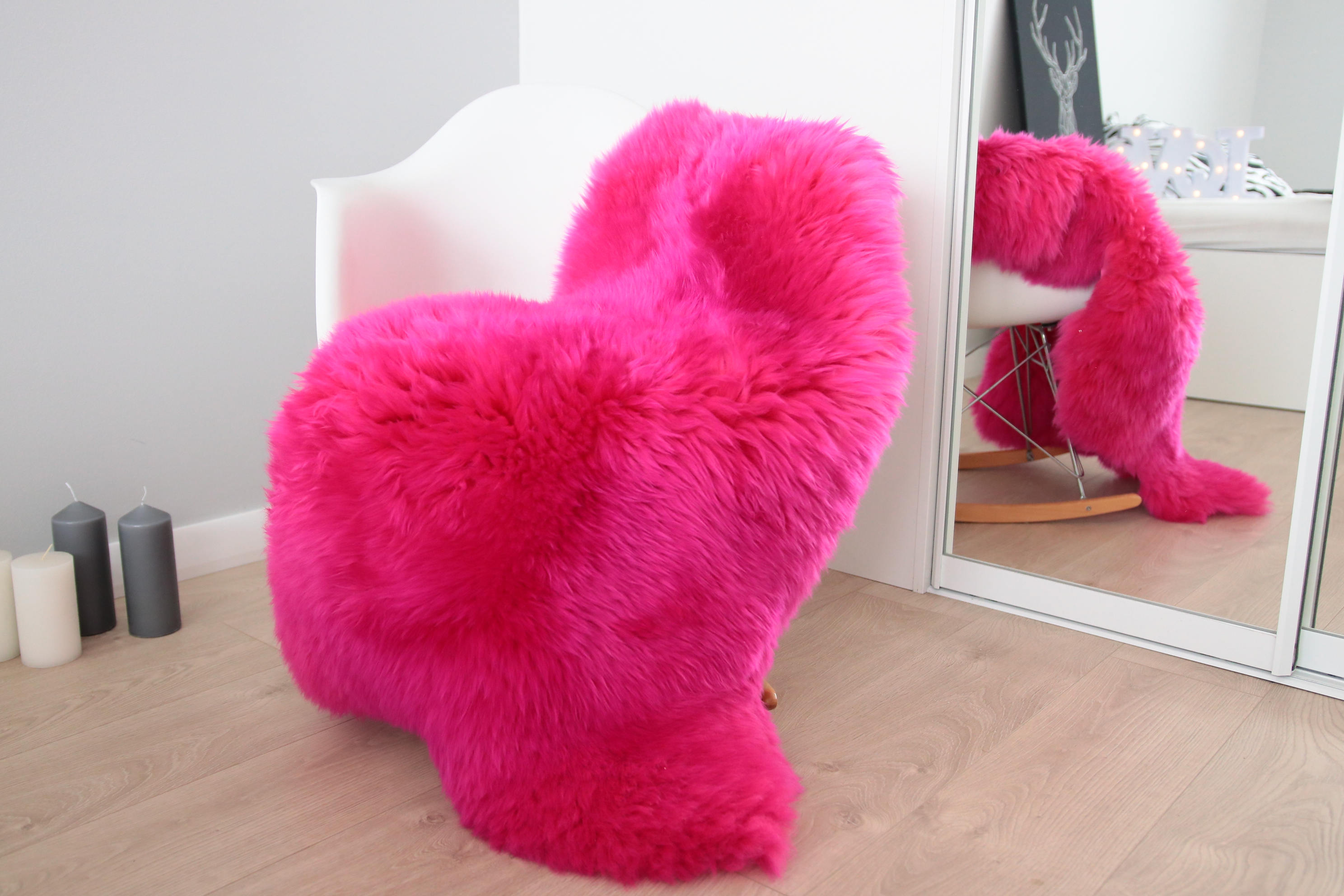 Genuine Natural Amarant Pink Sheepskin Rug Sheepskin Throw Scandinavian