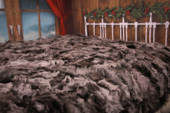 Luxurious Toscana Sheepskin Real Fur Bed Spread Throw Real Fur Blanket Sheepskin throw Sofa Cover Luxury Blanket Comforter Brown #FU24